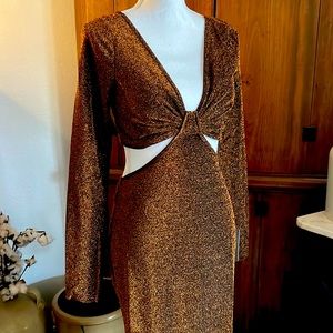 Long sleeve midi cut out dress NWT